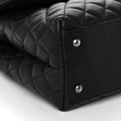 Chanel Caviar Lizard Quilted Medium Coco Handle Flap Black Green 5 of 11