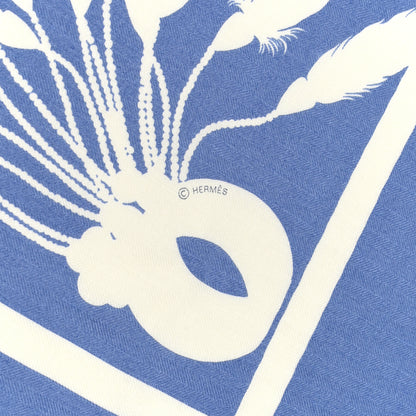 Hermes Cashmere Silk Brazil Tattoo Shawl 140 Bleu Lavande Blanc 4 of 5