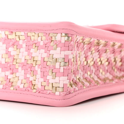 Chanel Metallic Lambskin Viscose Woven Flap Pink Gold 10 of 13