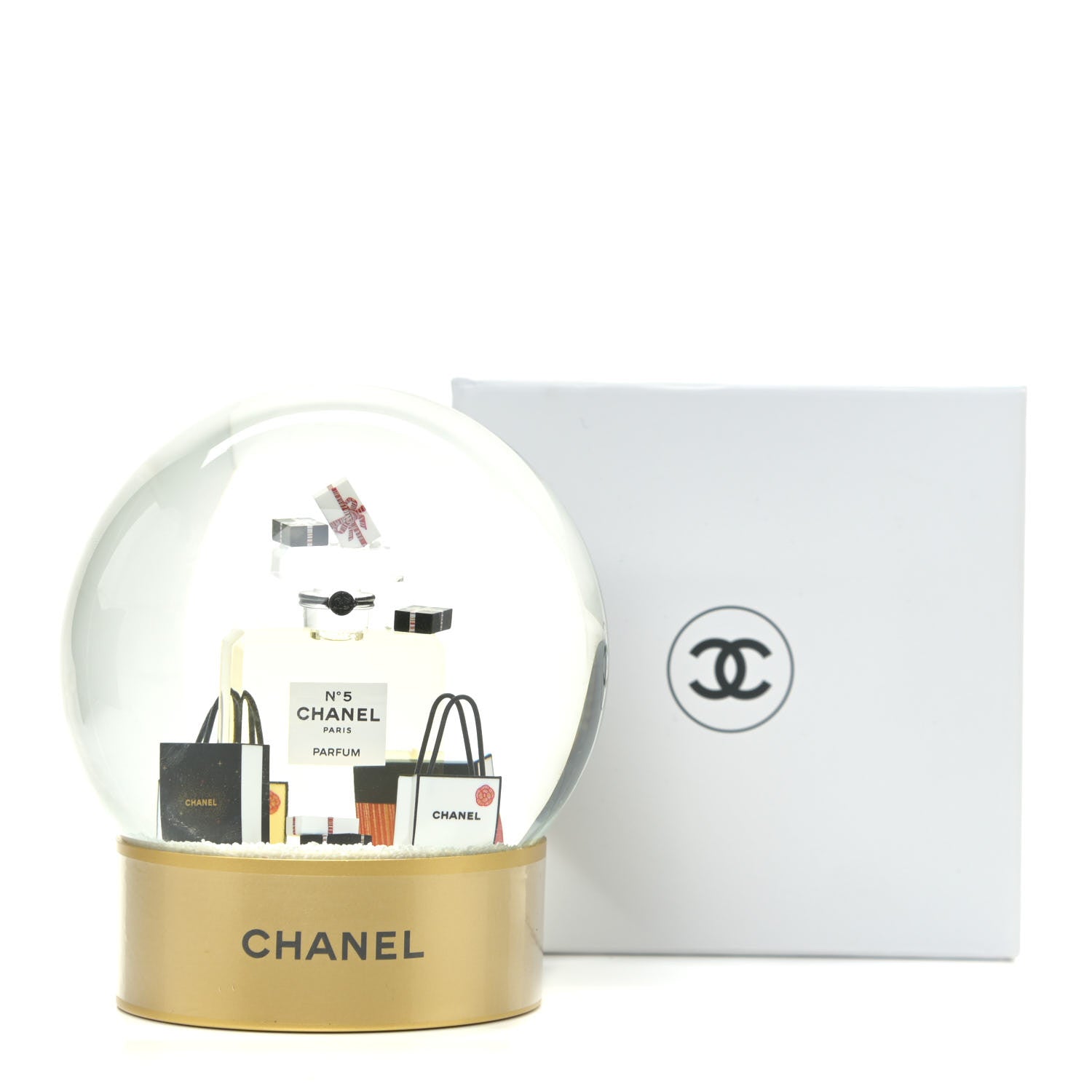 Chanel Glass N°5 Perfume Bottle Snow Globe Gold 5 of 5