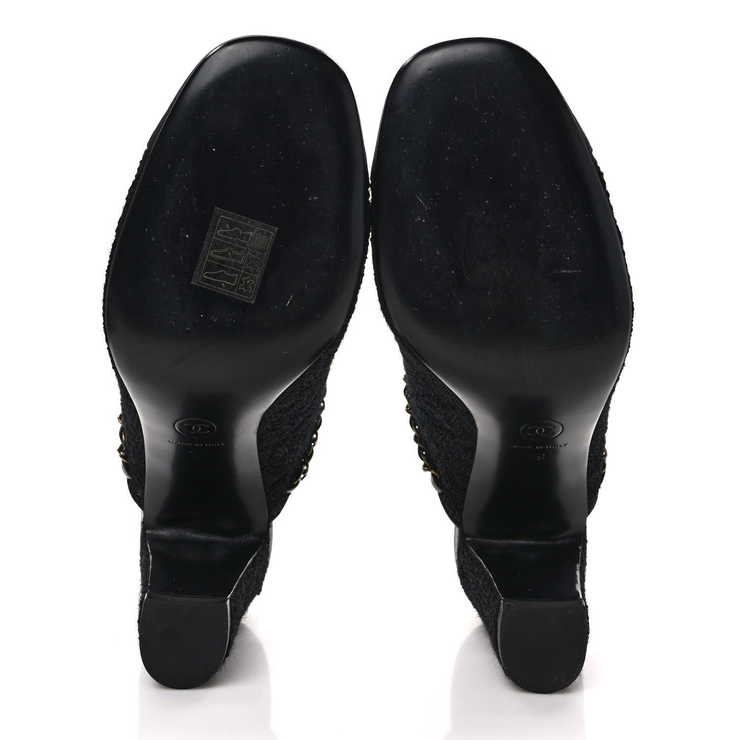 Chanel Tweed Grosgrain Cap Toe Chain Mule 39 Black 5 of 7