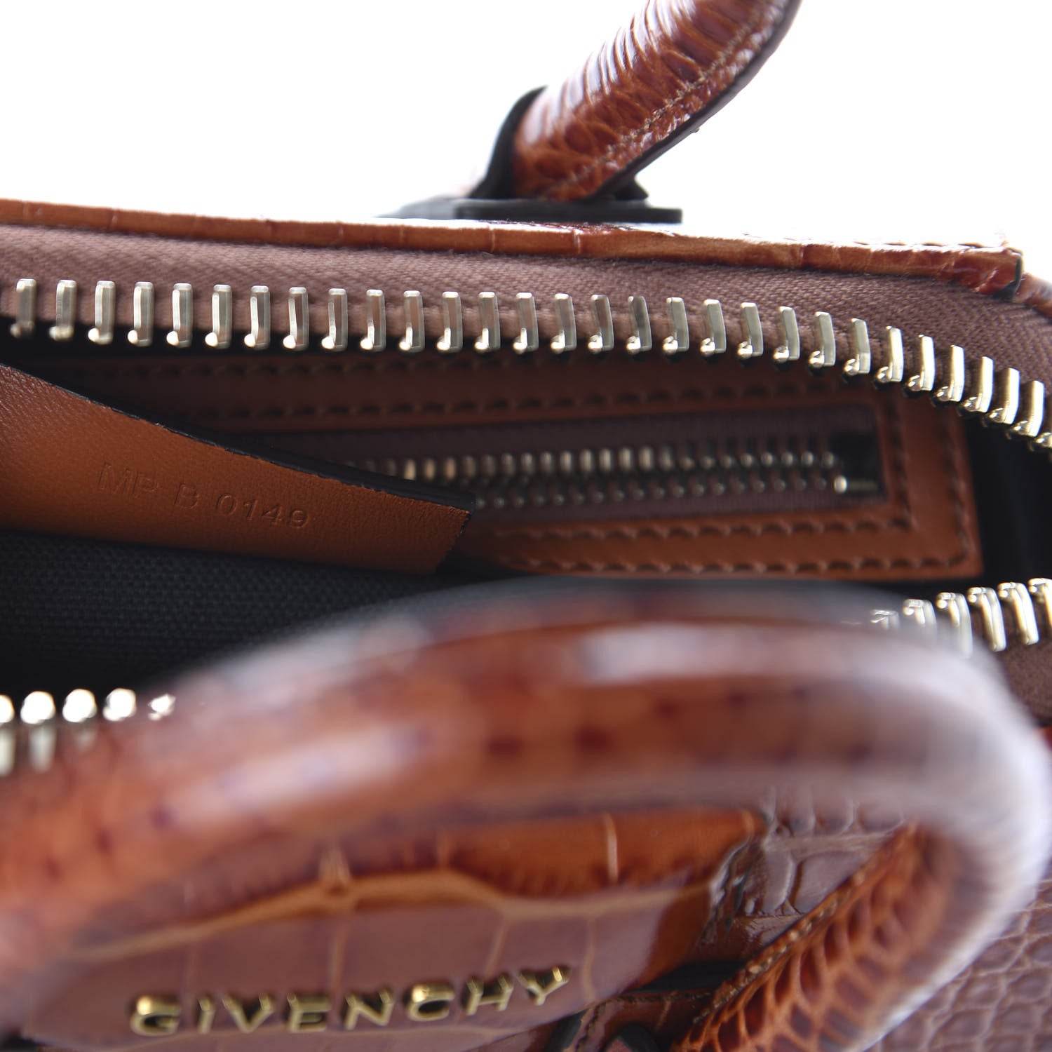 Givenchy Calfskin Crocodile Embossed Mini Antigona Cognac 9 of 10
