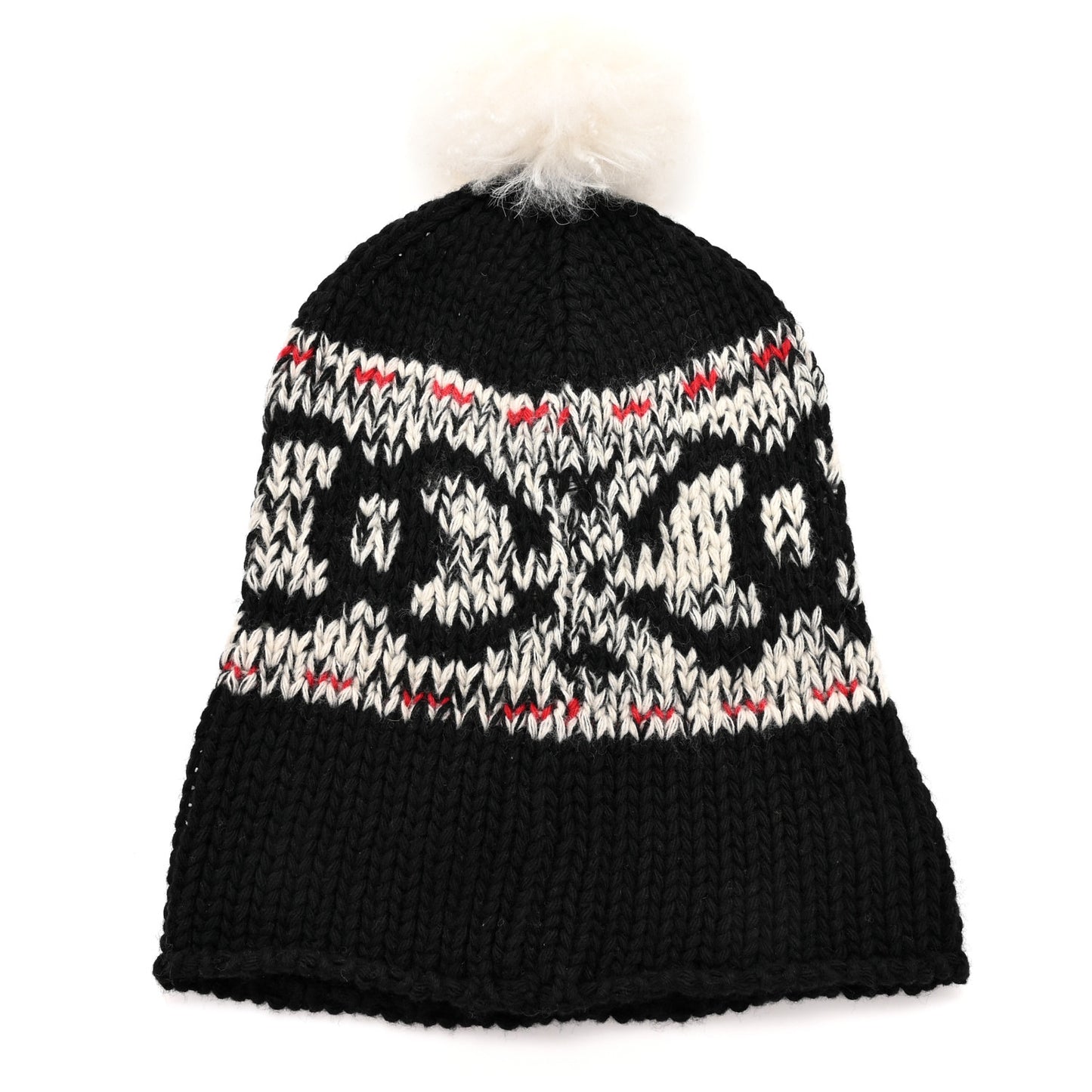 Wool Shearling CC Beanie Hat Black Multicolor