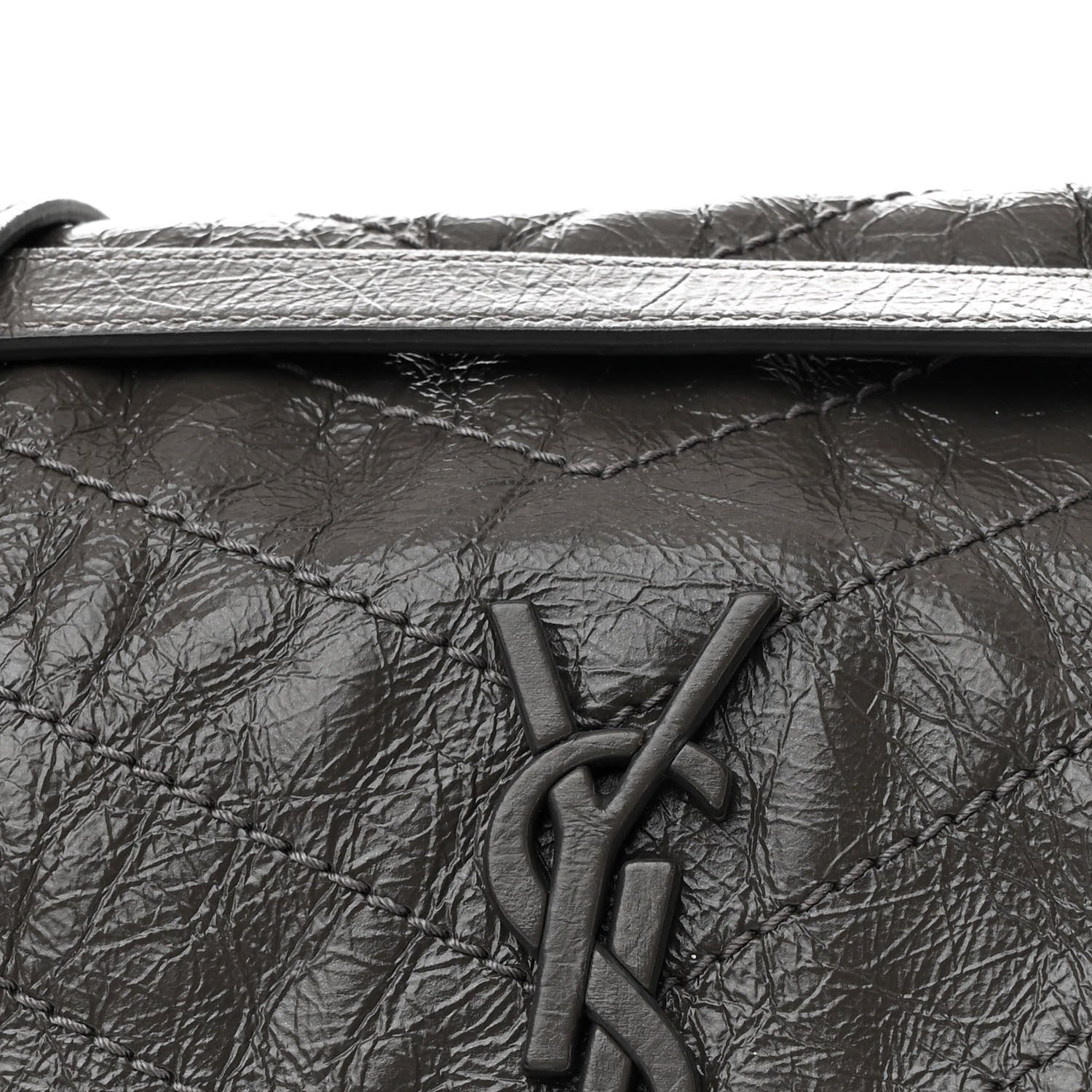 Saint Laurent Crinkled Calfskin Matelasse Monogram Medium Niki Chain Satchel Faggio 8 of 10
