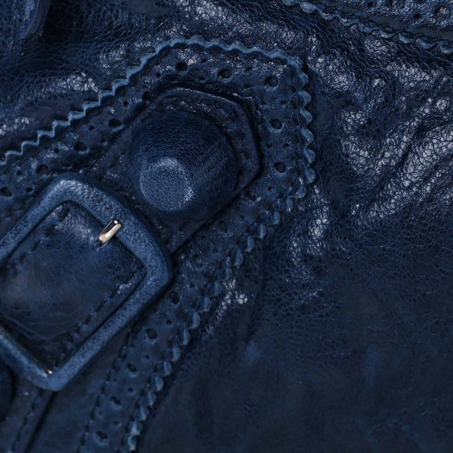 Agneau Giant Brogues Hardware Flat Handle Clutch Marine