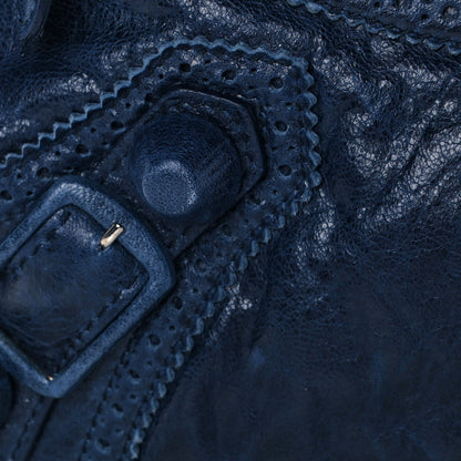 Balenciaga Agneau Giant Brogues Hardware Flat Handle Clutch Marine 11 of 11