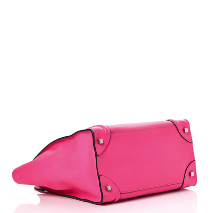 Celine Drummed Calfskin Mini Luggage Fluo Pink 4 of 9