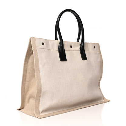Saint Laurent Linen Calfskin Rive Gauche Tote Optic White 3 of 10