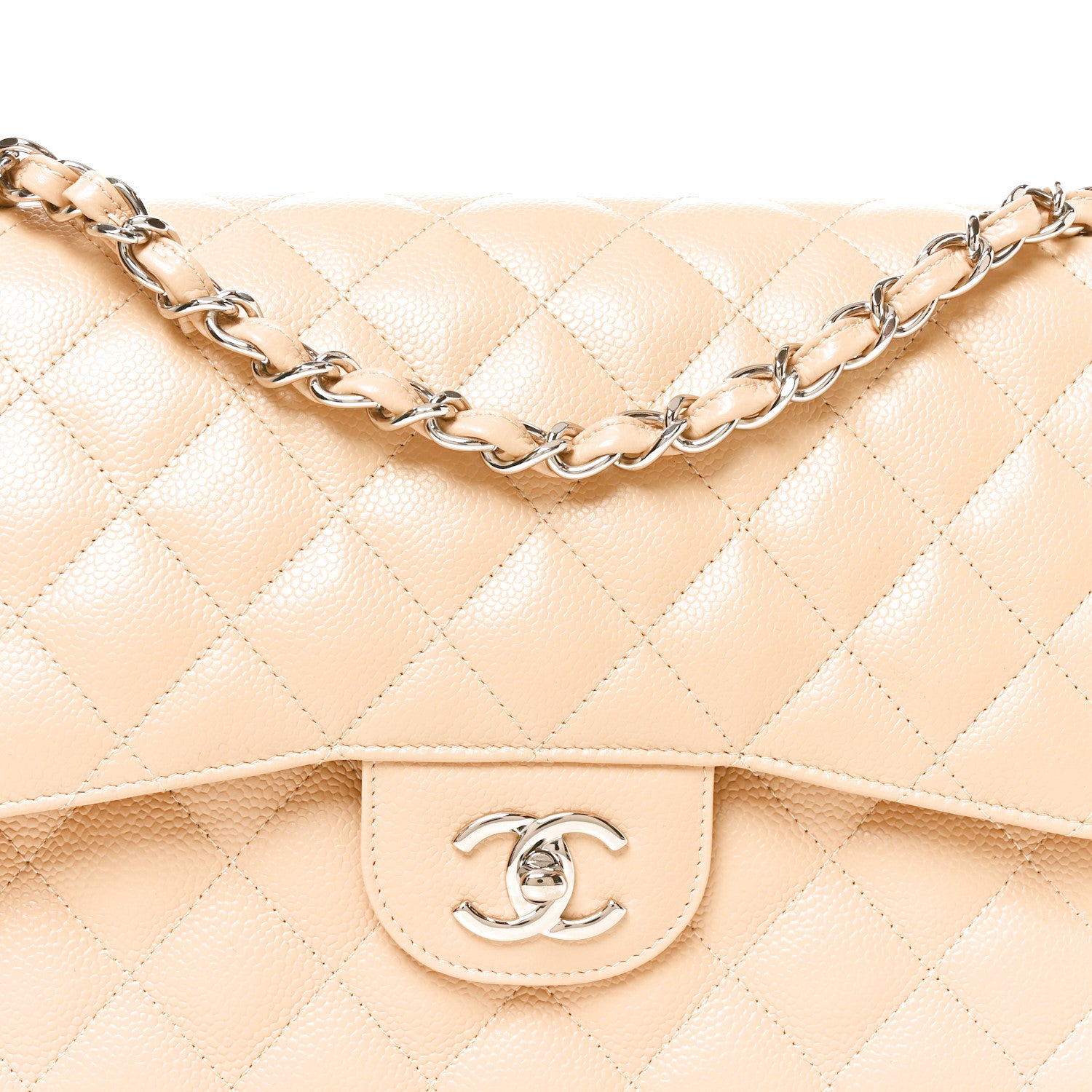 Chanel Caviar Quilted Jumbo Double Flap Beige Clair 8 of 11