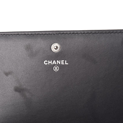 Chanel Glazed Calfskin Quilted Coco Boy Large Gusset Flap Wallet Black 11 of 12
