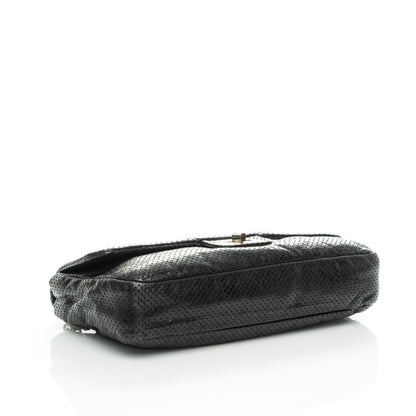 Chanel Metallic Crackled Calfskin Large Perforated Drill Flap Black 5 of 9