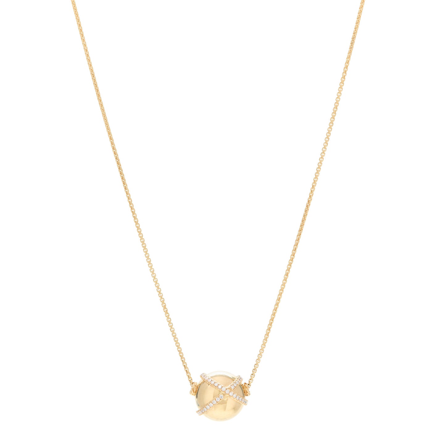 18K Yellow Gold Diamond 14mm Solari Pave Wrap Pendant Necklace