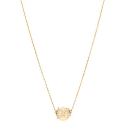 David Yurman 18K Yellow Gold Diamond 14mm Solari Pave Wrap Pendant Necklace 1 of 4