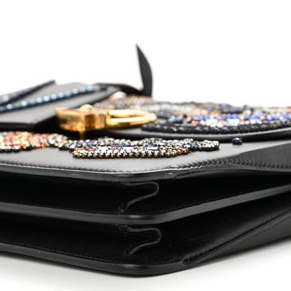 Versace Nappa Crystal Crown Embellished La Medusa Top Handle Messenger Flap Black Multicolor 10 of 12