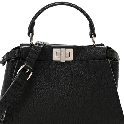 Fendi Cuoio Romano Selleria Bi-Color Mini Peekaboo Iconic Satchel Black Mou 8 of 17