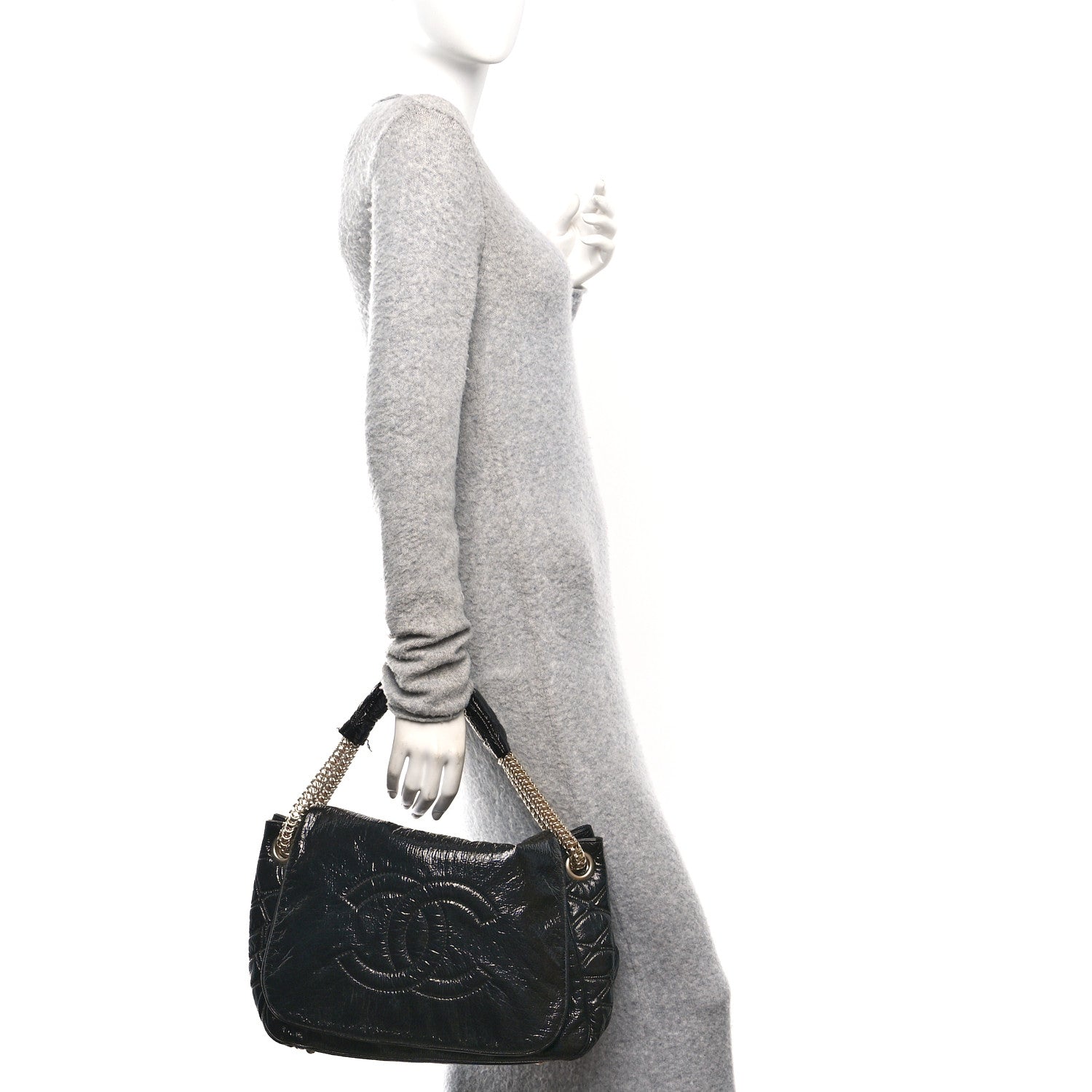 Chanel Vinyl Rodeo Accordion Flap Bag Black 2 of 11