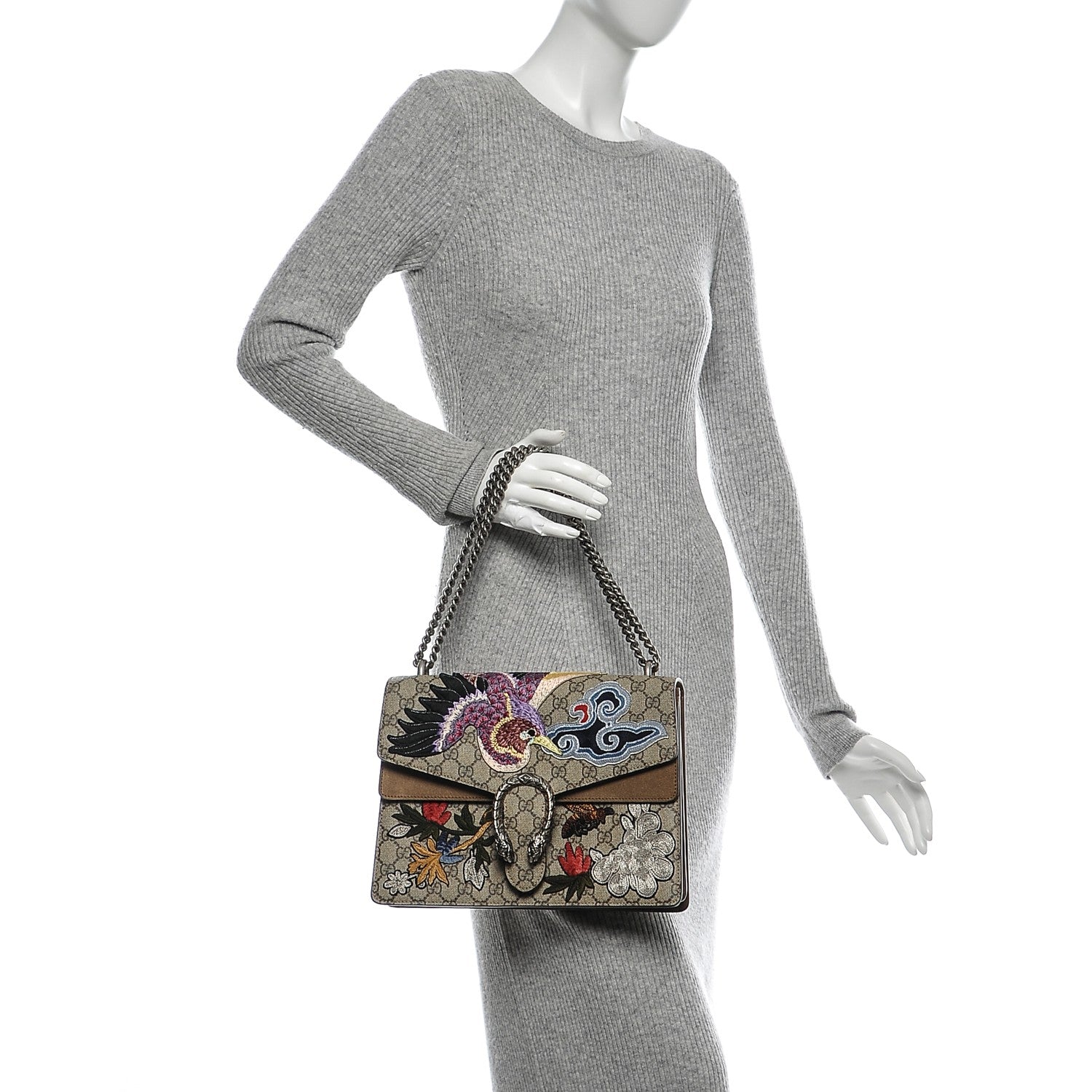 Gucci GG Supreme Monogram Embroidered Medium Dionysus Shoulder Bag Taupe 2 of 8