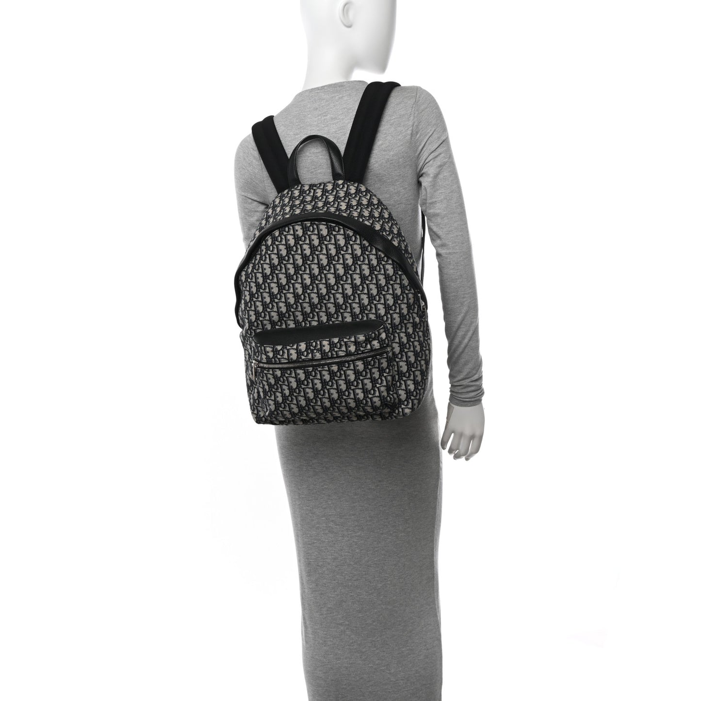 Oblique Calfskin Rider Backpack Beige Black