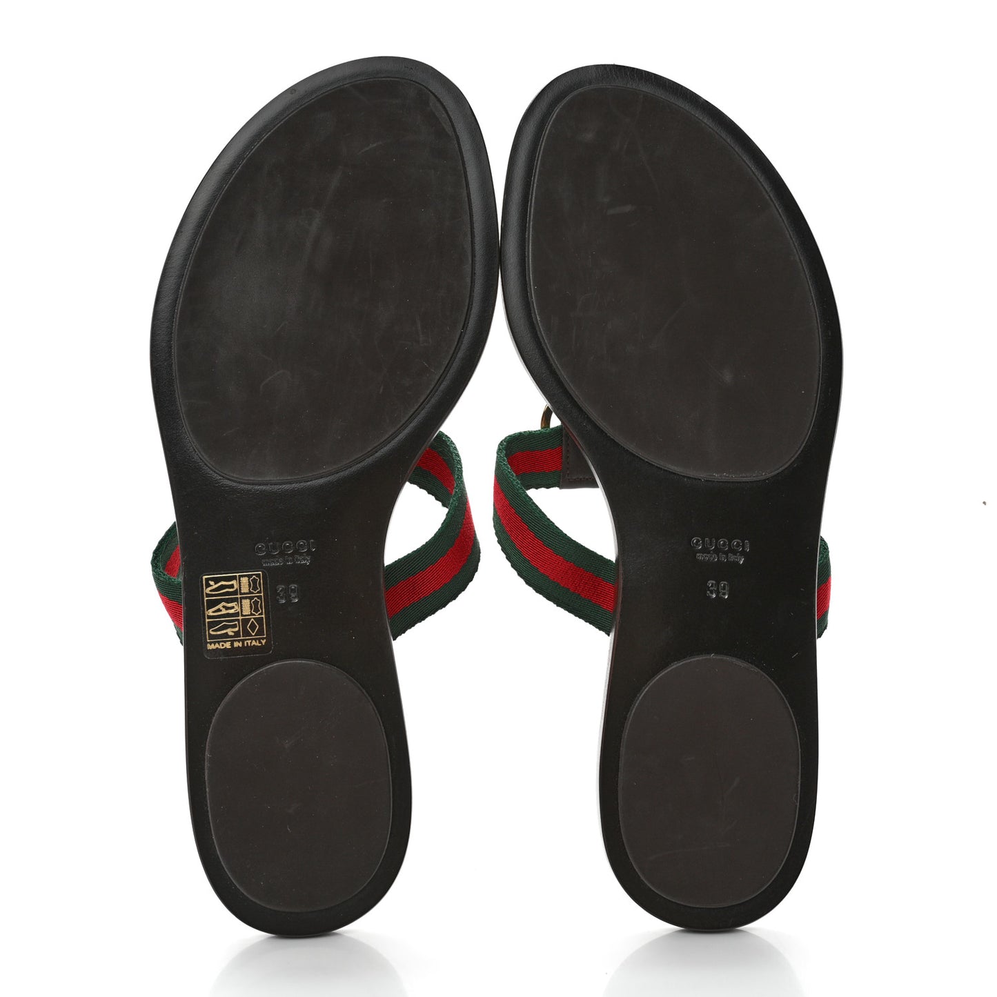 Nylon Guccissima Web Womens Thong Sandals 39 Cocoa Green Red