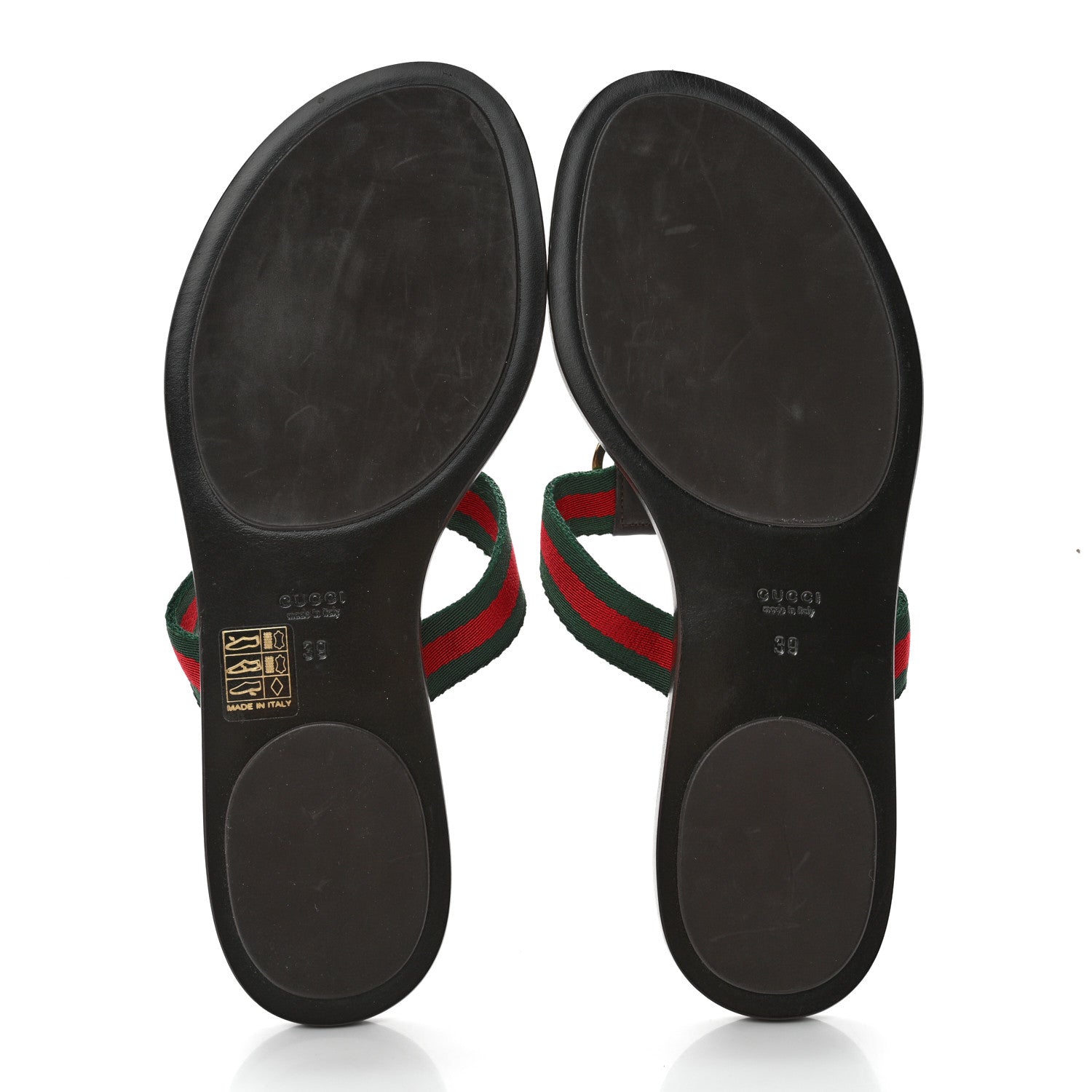 Gucci Nylon Guccissima Web Womens Thong Sandals 39 Cocoa Green Red 5 of 12