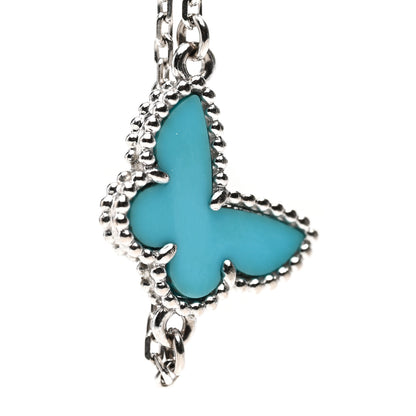 Van Cleef & Arpels 18K White Gold Turquoise Sweet Alhambra Butterfly Bracelet 5 of 7