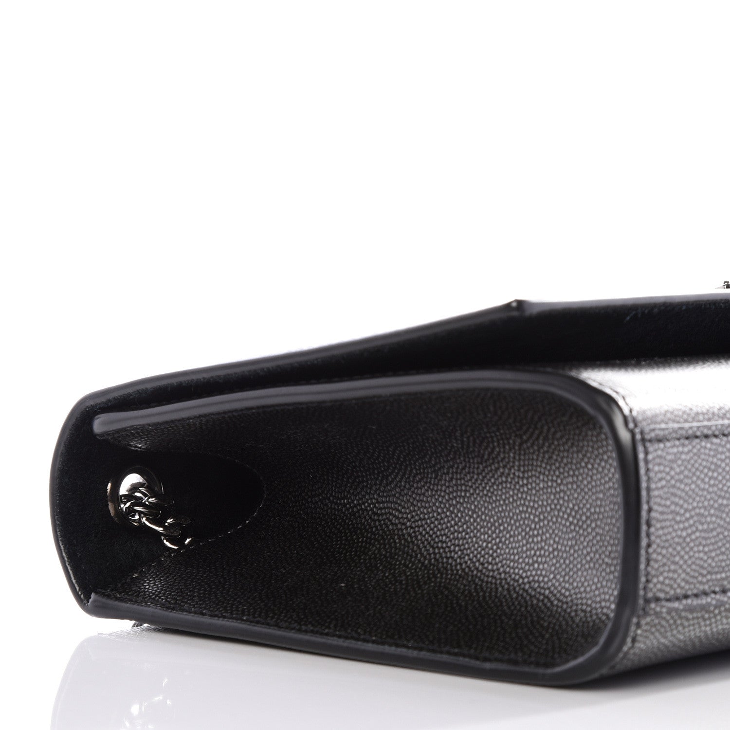Saint Laurent Metallic Grain De Poudre Medium Classic Monogram Kate Satchel Dark Lead 6 of 8