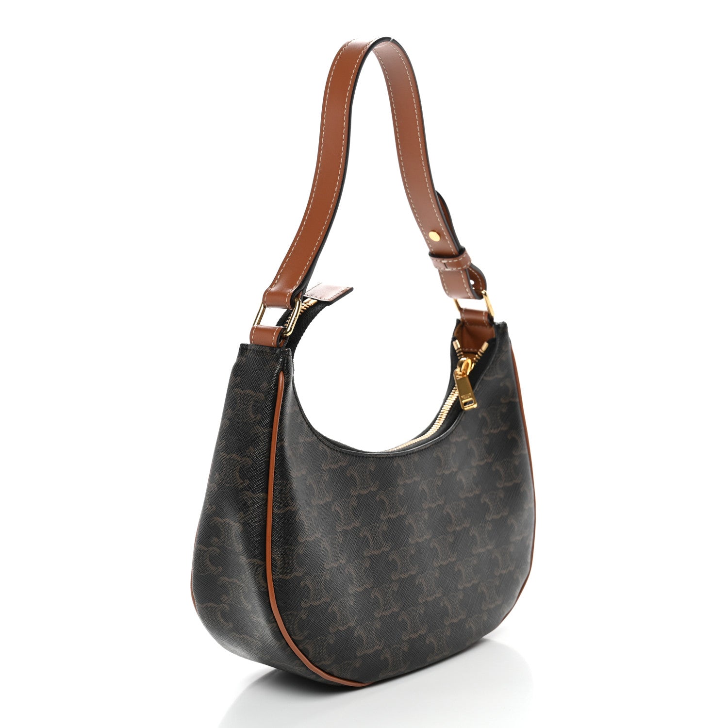 Celine Triomphe Canvas Calfskin Ava Shoulder Bag Tan 3 of 10