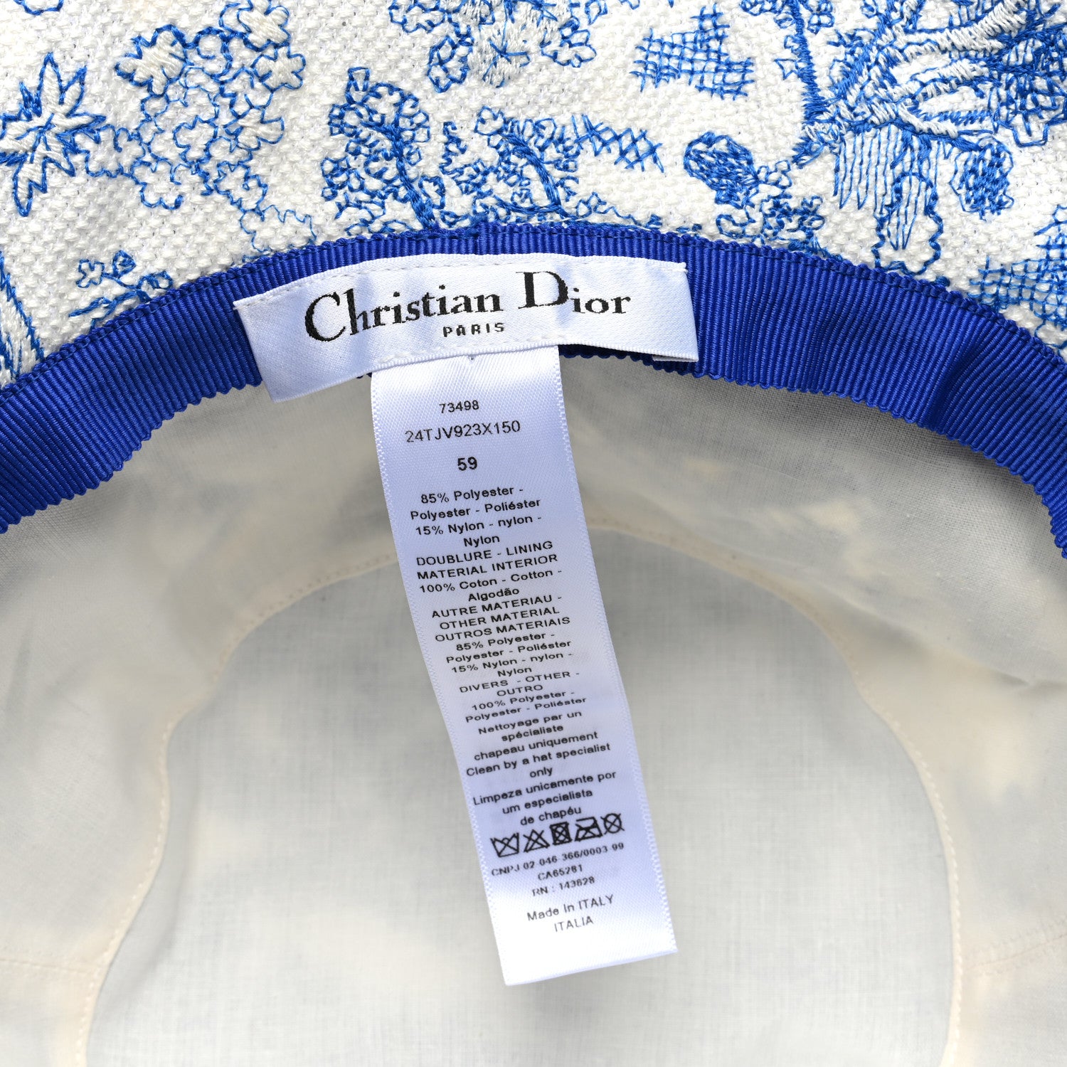 Christian Dior Canvas Toile de Jouy Sauvage Diorivera D-Bobby Small Brim Bucket Hat 59 Fluorescent Blue 8 of 8