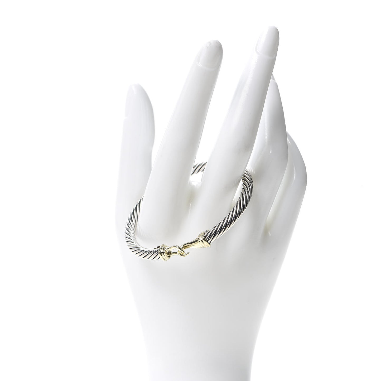Sterling Silver 14K Yellow Gold 5mm Cable Classic Buckle Bracelet