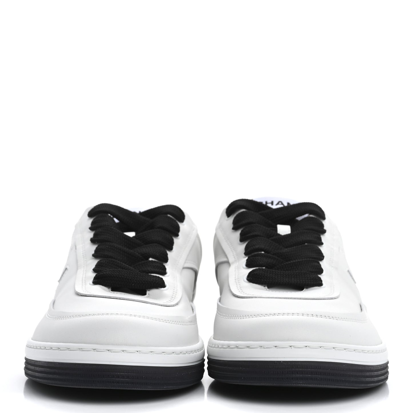 Calfskin CC Womens Sneakers 39 White Black