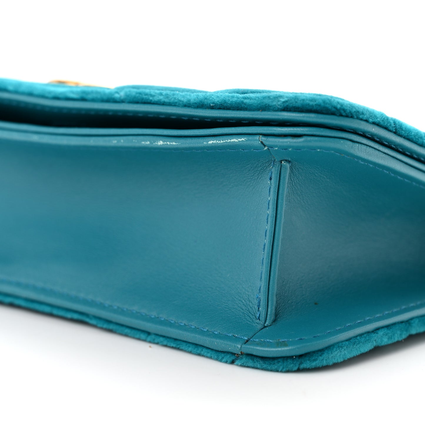 Velvet Matelasse GG Marmont Mini Bag Pavone Cyan