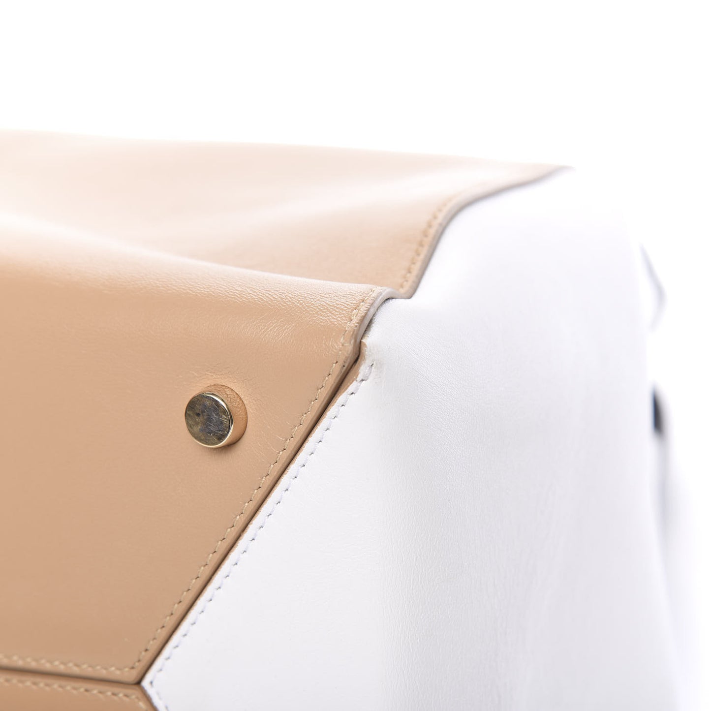 Calfskin Tri-Color Trapeze Bag Beige Black White