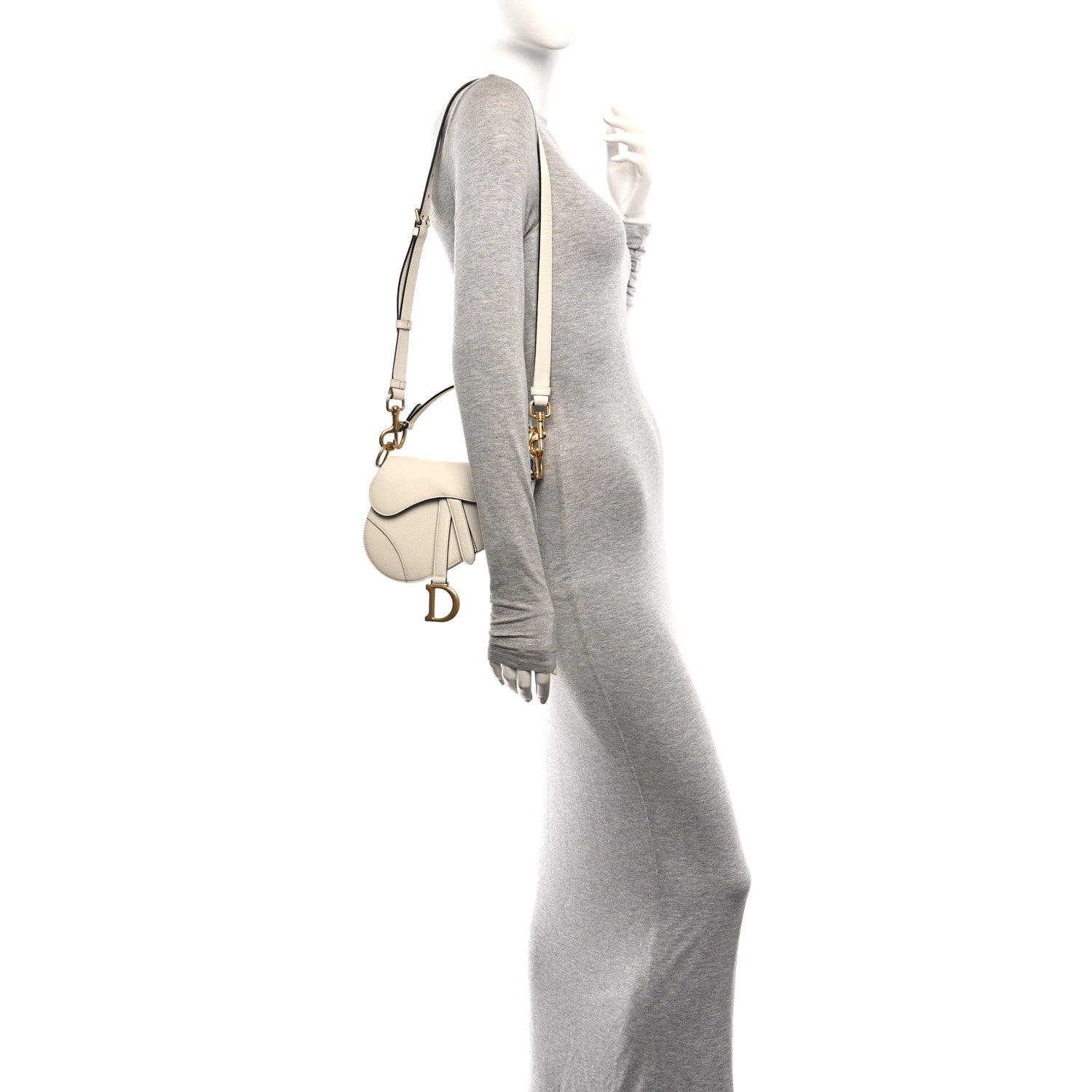Christian Dior Grained Calfskin Mini Saddle Bag With Strap White 2 of 11