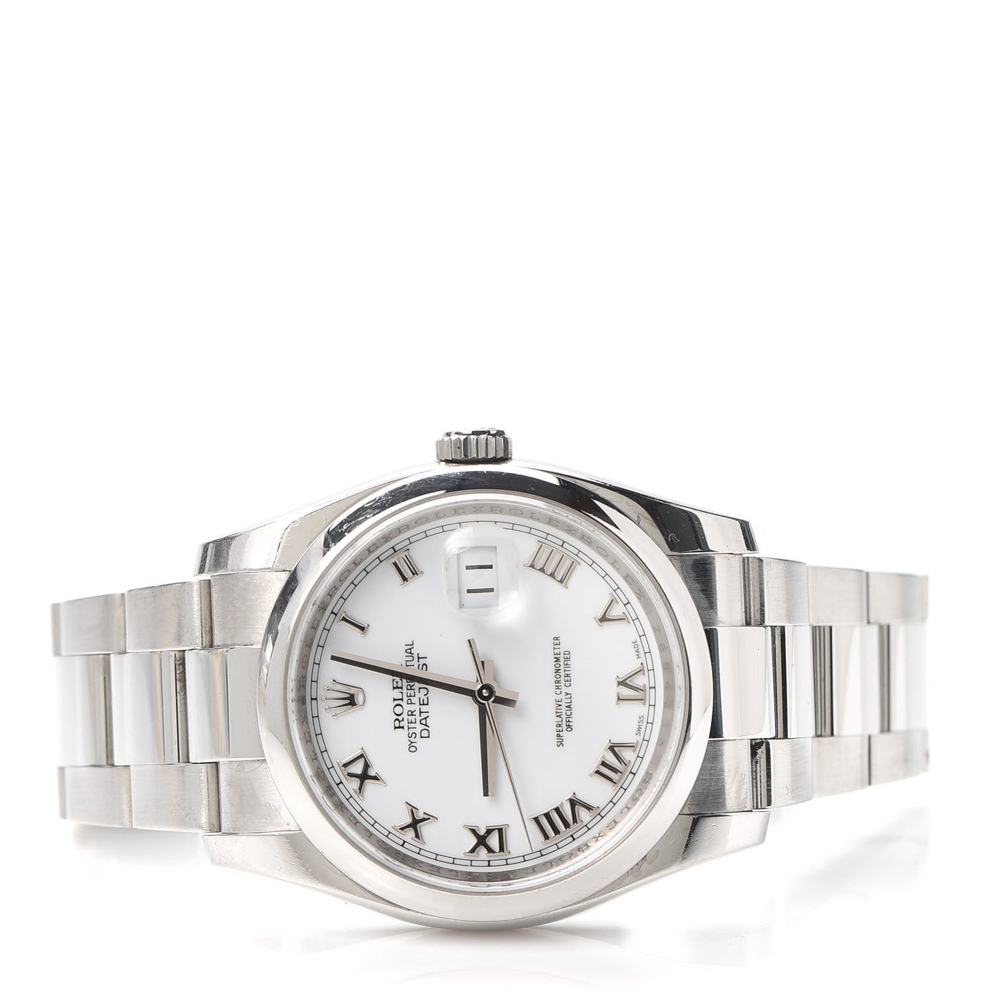 Stainless Steel 36mm Oyster Perpetual Datejust Watch White Roman 116200