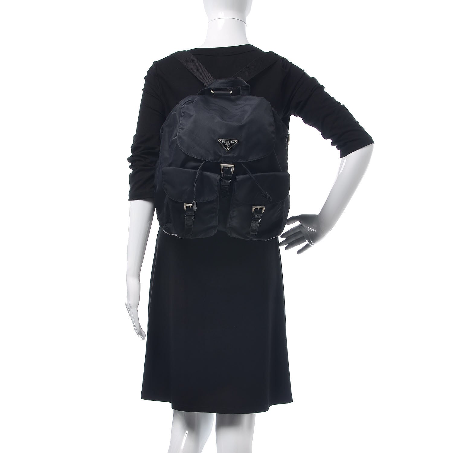 Prada Nylon Vela Medium Backpack Black 2 of 12