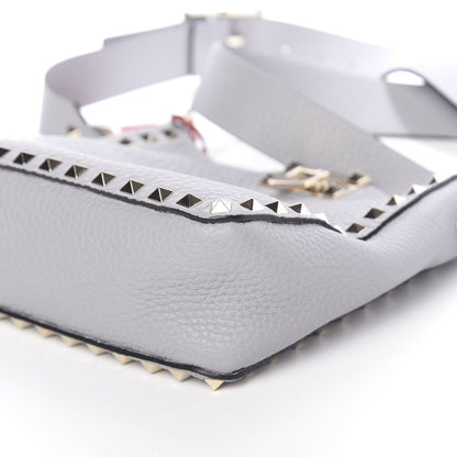 Valentino Garavani Pebbled Calfskin Mini Rockstud Flip-Lock Messenger Bag Pastel Grey 9 of 9