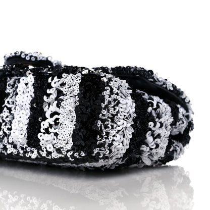 Chanel Sequin Classic Small Flap Black White 5 of 8