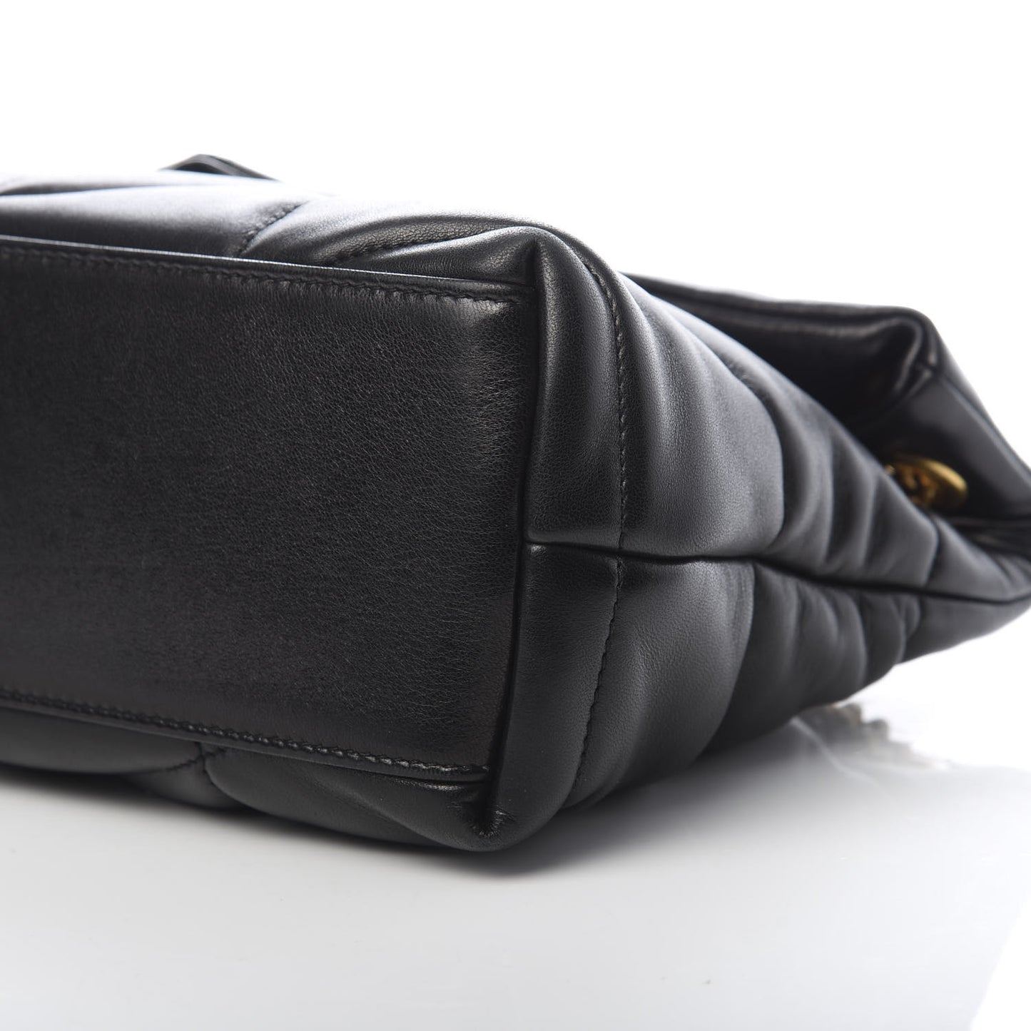 Lambskin Quilted Small Loulou Puffer Monogram Chain Satchel Black