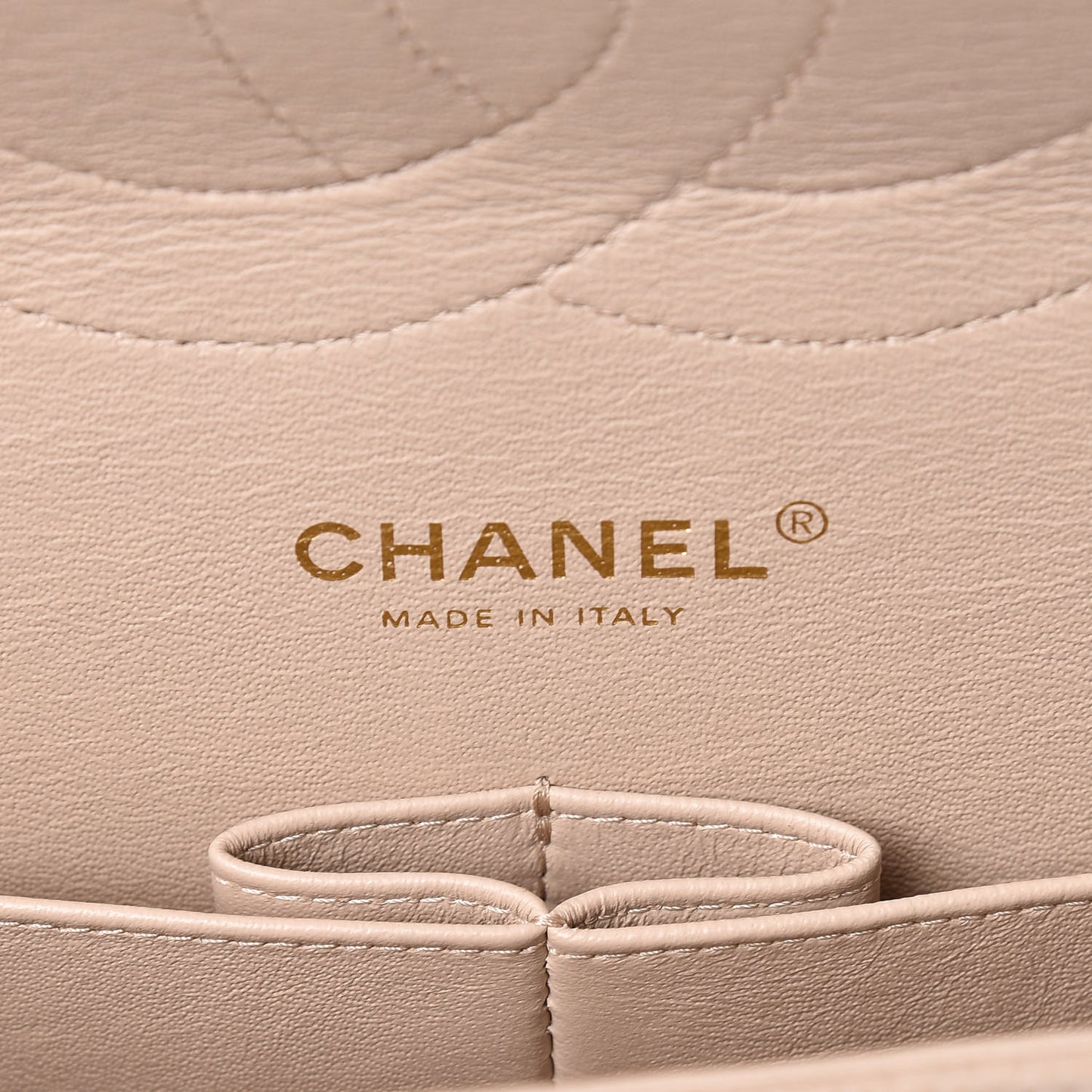 Iridescent Caviar Quilted Jumbo Double Flap Beige