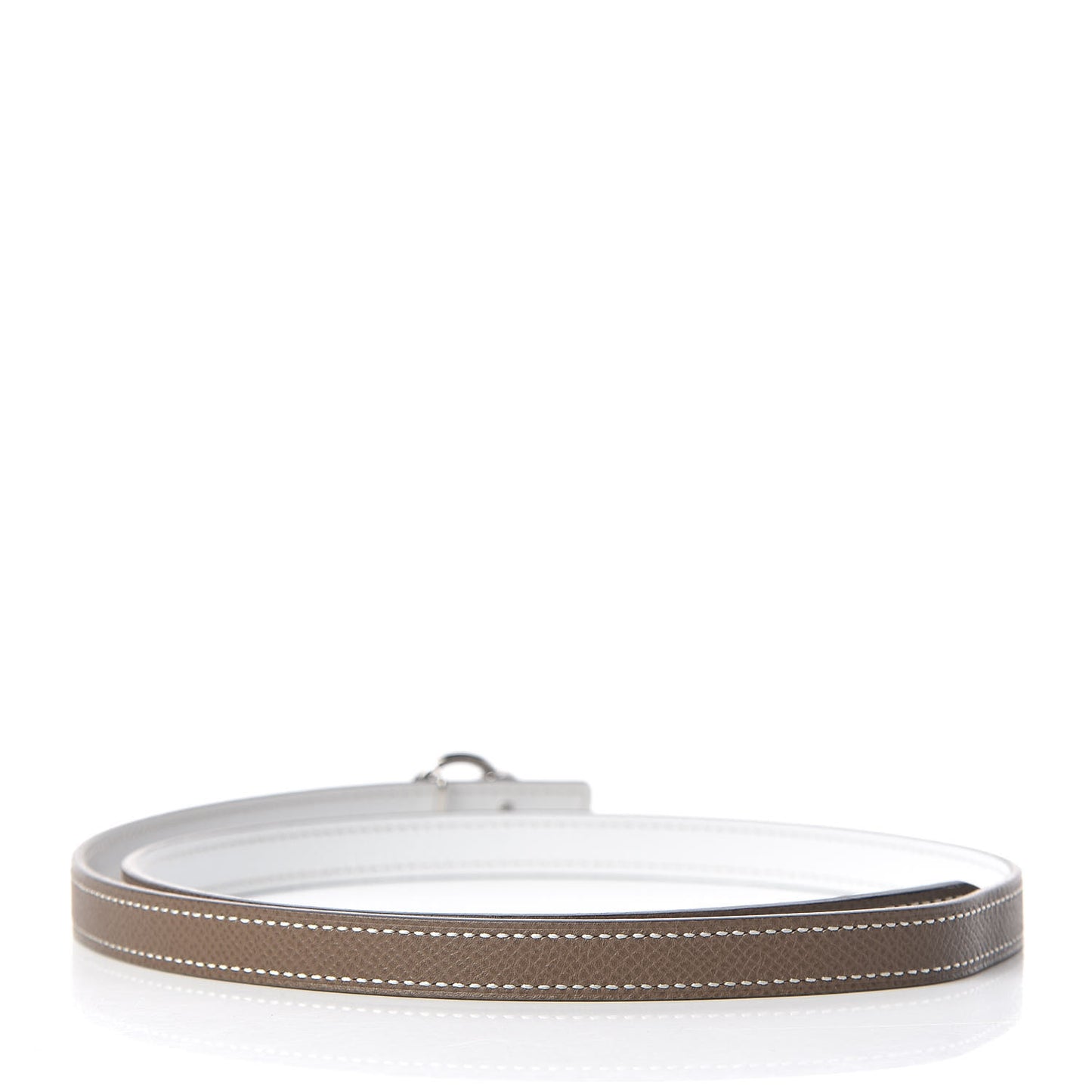 Epsom 13mm Mini Laquee Reversible Belt 75 Blanc Etoupe