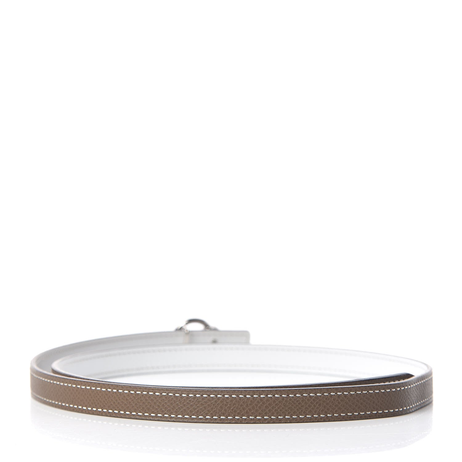 Hermes Epsom 13mm Mini Laquee Reversible Belt 75 Blanc Etoupe 3 of 7