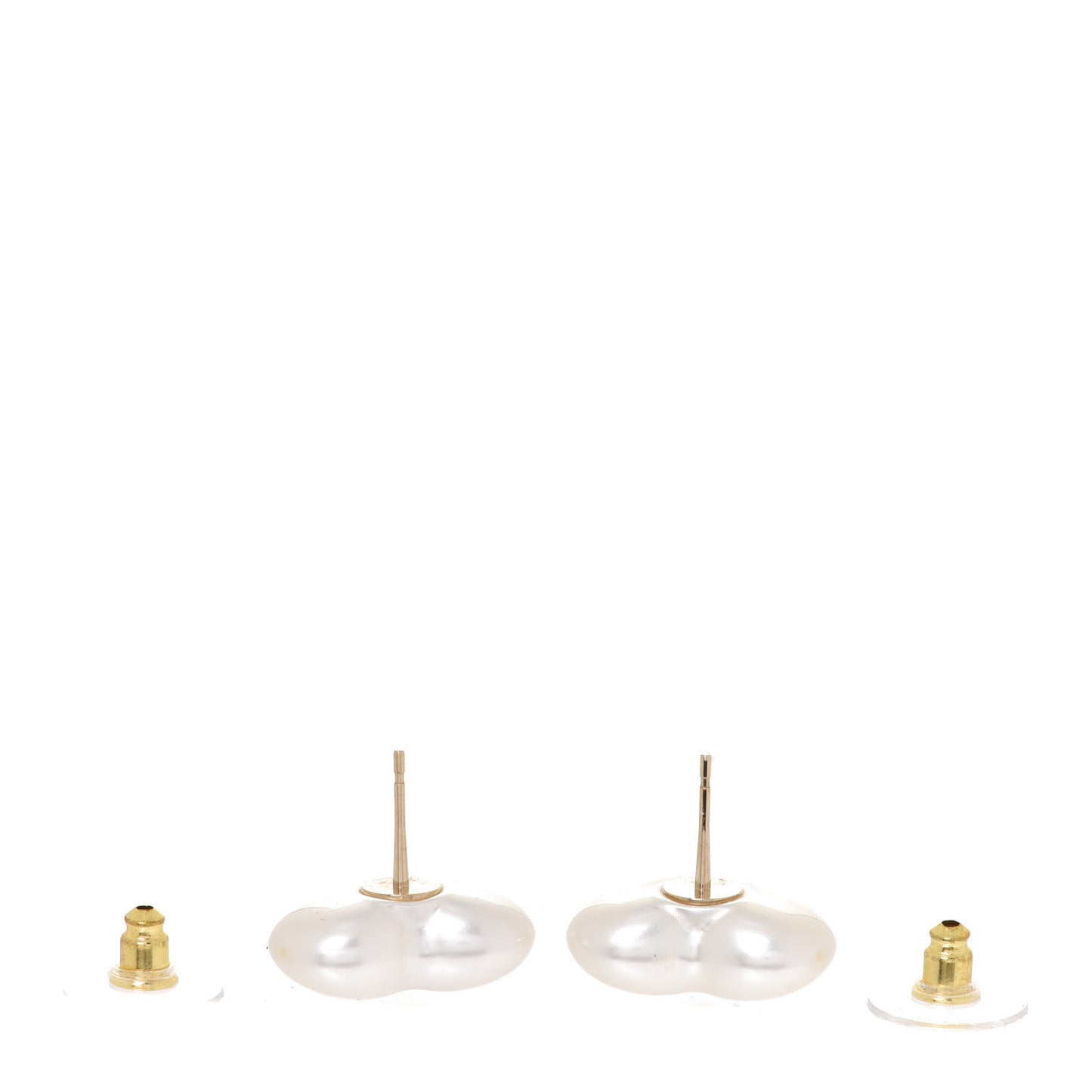 Pearl Crystal CC Heart Earrings Gold