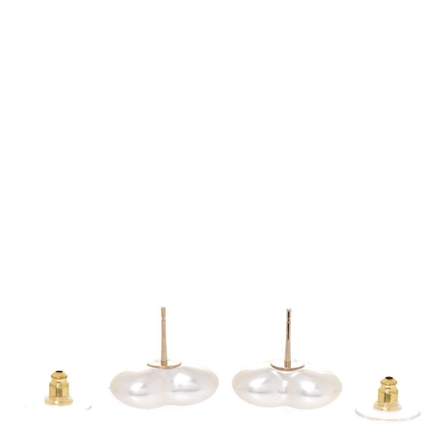 Chanel Pearl Crystal CC Heart Earrings Gold 3 of 5