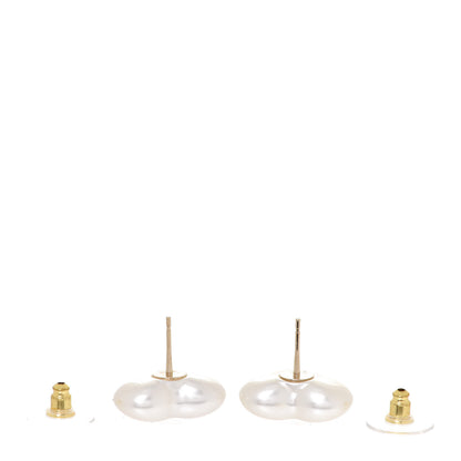 Chanel Pearl Crystal CC Heart Earrings Gold 3 of 5