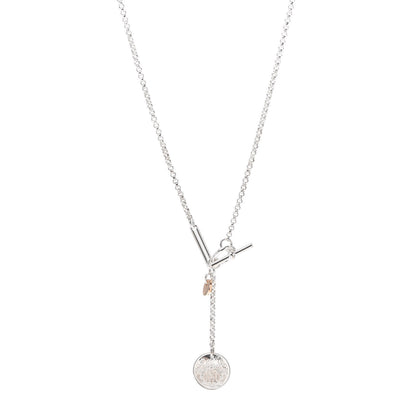 Hermes Sterling Silver 18K Rose Gold PM Ex-Libris Pendant Necklace 1 of 5