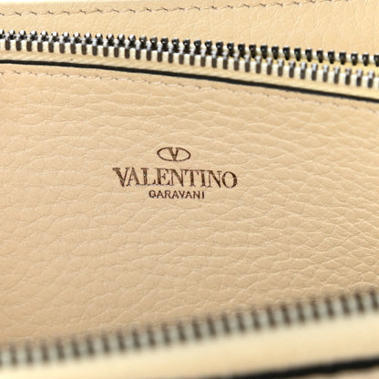 Valentino Garavani Pebbled Calfskin Rockstud Zip Around Wallet Ivory 6 of 11