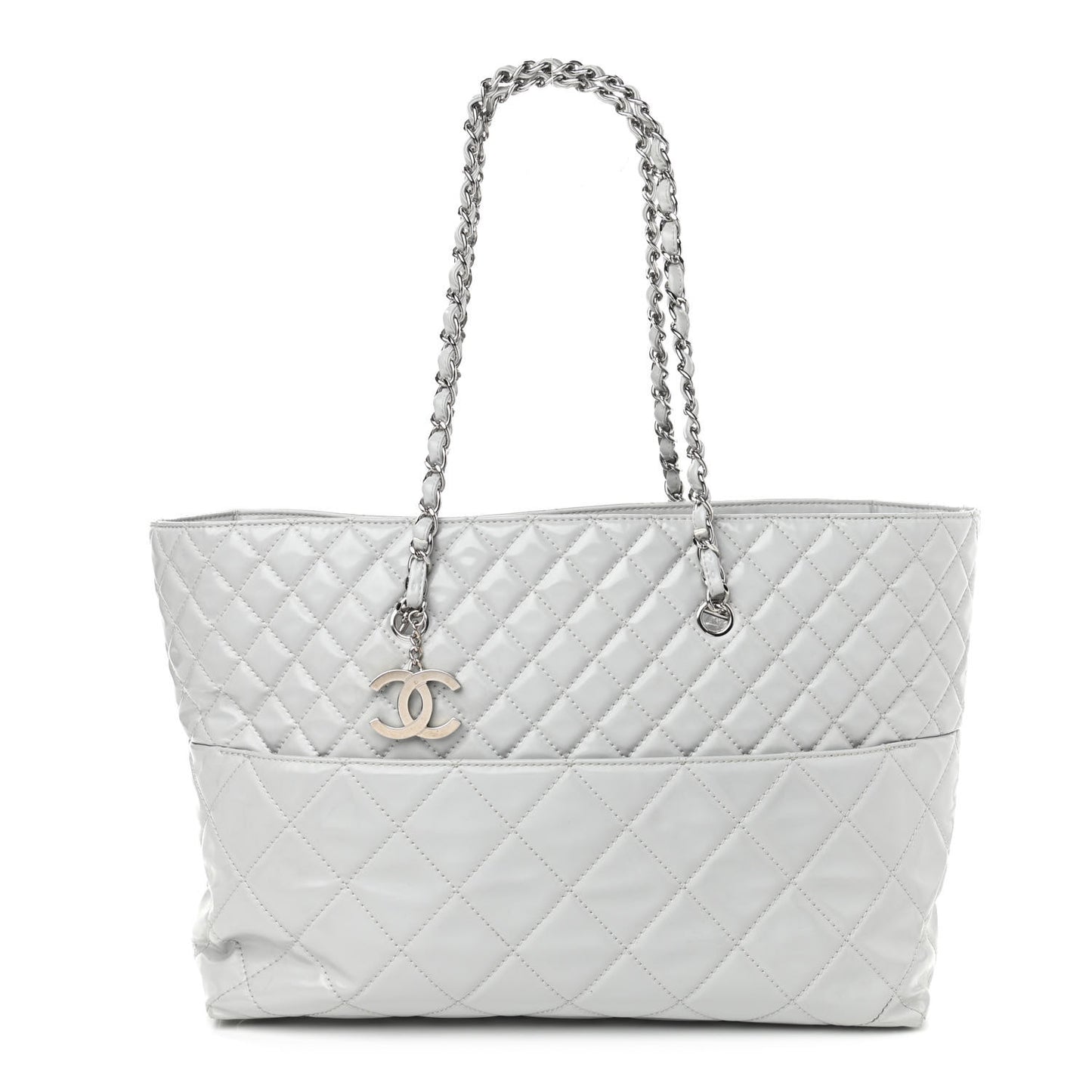 Vinyl Quilted Large In The Business Tote Light Grey