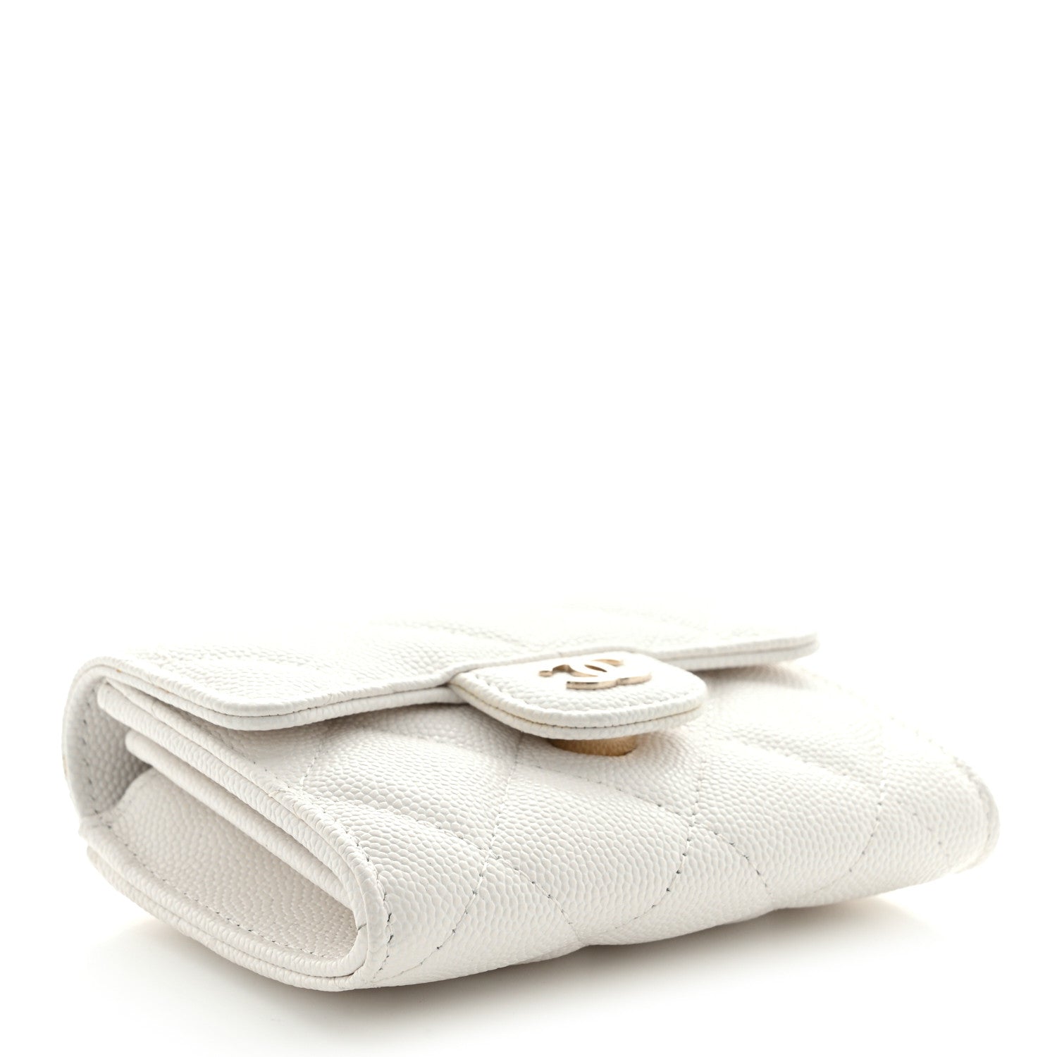 Chanel Caviar Quilted Flap Card Holder On Chain White 4 of 10
