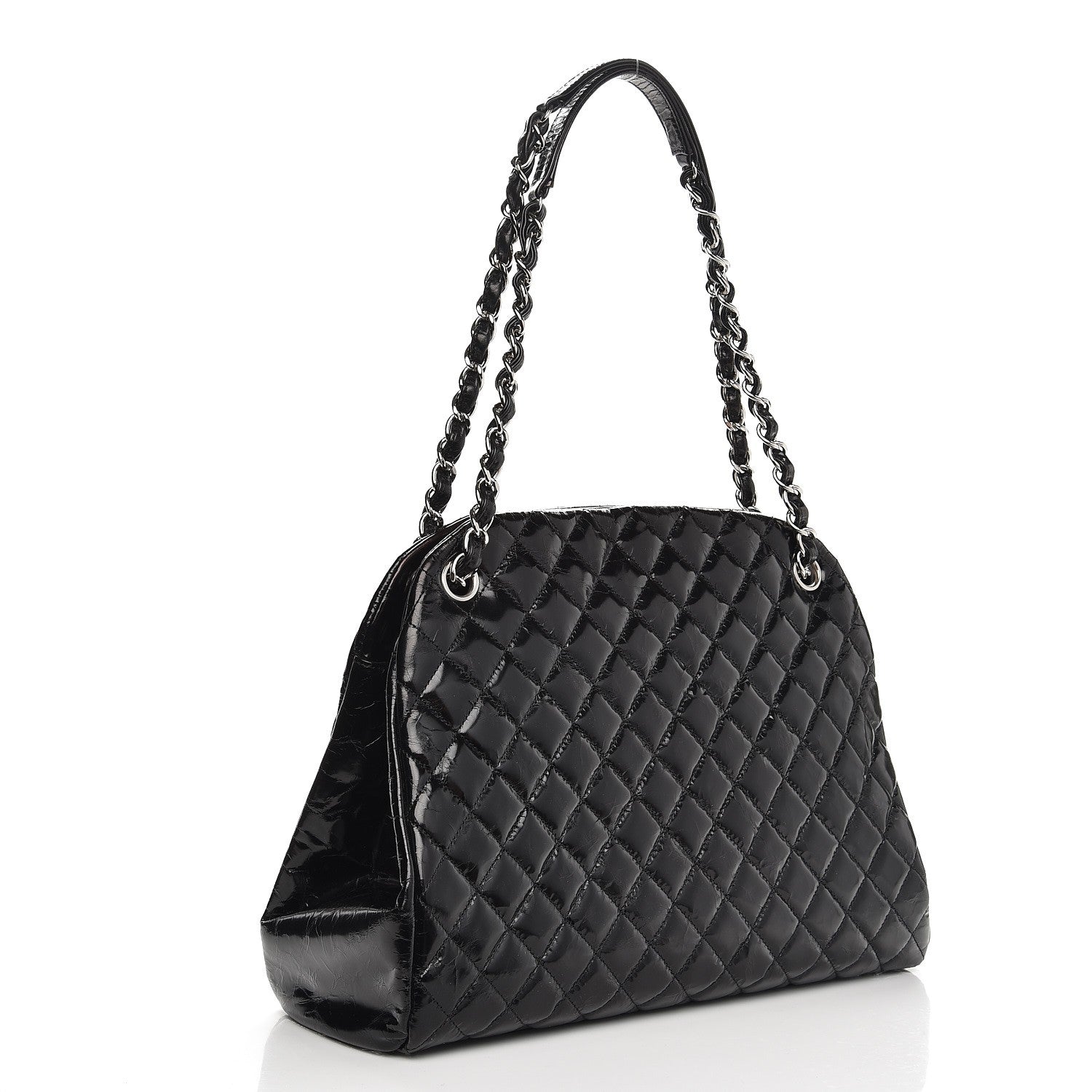 Chanel Glazed Calfskin Quilted Large Just Mademoiselle Bowling Bag Black 3 of 9