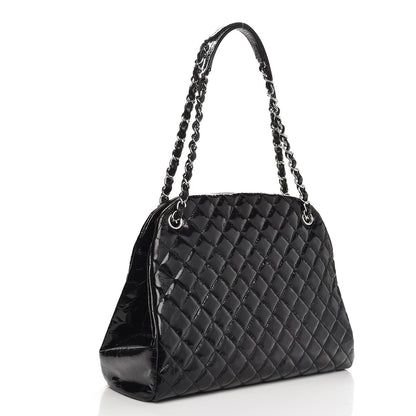Chanel Glazed Calfskin Quilted Large Just Mademoiselle Bowling Bag Black 3 of 9